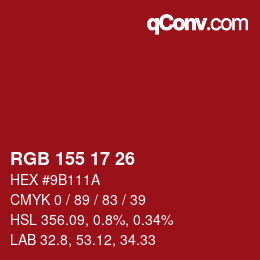 Color code: RGB 155 17 26 | qconv.com