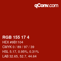 颜色代码: RGB 155 17 4 | qconv.com