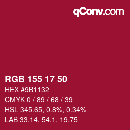 Color code: RGB 155 17 50 | qconv.com