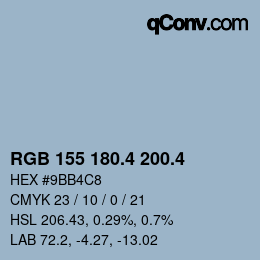カラーコード: RGB 155 180.4 200.4 | qconv.com