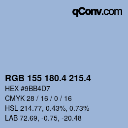 カラーコード: RGB 155 180.4 215.4 | qconv.com