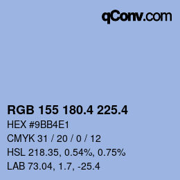 カラーコード: RGB 155 180.4 225.4 | qconv.com