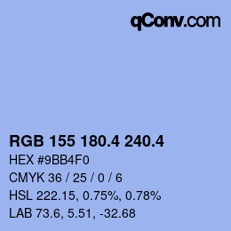 カラーコード: RGB 155 180.4 240.4 | qconv.com