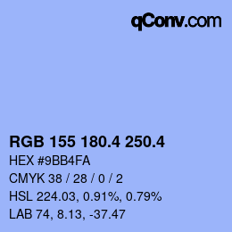 カラーコード: RGB 155 180.4 250.4 | qconv.com