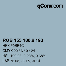 カラーコード: RGB 155 180.8 193 | qconv.com