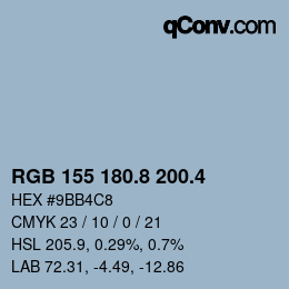 カラーコード: RGB 155 180.8 200.4 | qconv.com