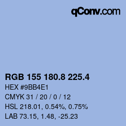 カラーコード: RGB 155 180.8 225.4 | qconv.com