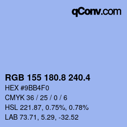 カラーコード: RGB 155 180.8 240.4 | qconv.com