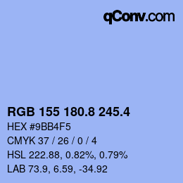 カラーコード: RGB 155 180.8 245.4 | qconv.com