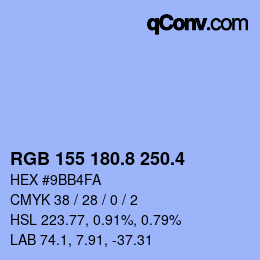 カラーコード: RGB 155 180.8 250.4 | qconv.com