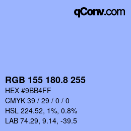 カラーコード: RGB 155 180.8 255 | qconv.com