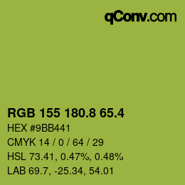 カラーコード: RGB 155 180.8 65.4 | qconv.com