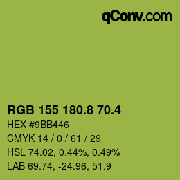 カラーコード: RGB 155 180.8 70.4 | qconv.com