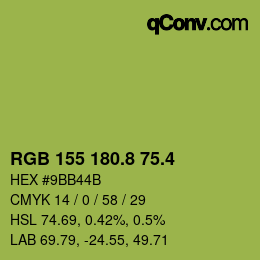カラーコード: RGB 155 180.8 75.4 | qconv.com