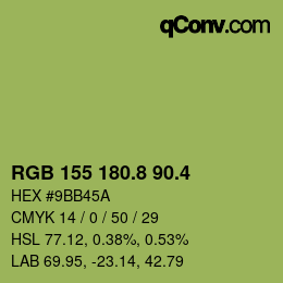 カラーコード: RGB 155 180.8 90.4 | qconv.com