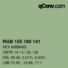 Código de color: RGB 155 180 141 | qconv.com