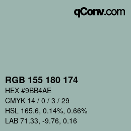 Color code: RGB 155 180 174 | qconv.com