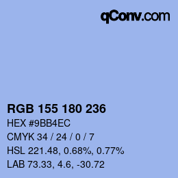 Color code: RGB 155 180 236 | qconv.com