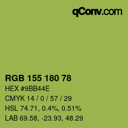 Color code: RGB 155 180 78 | qconv.com