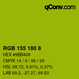 Color code: RGB 155 180 8 | qconv.com