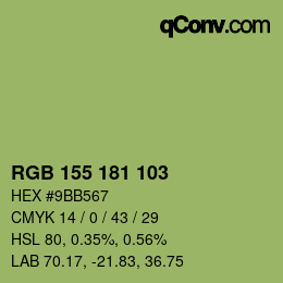 カラーコード: RGB 155 181 103 | qconv.com