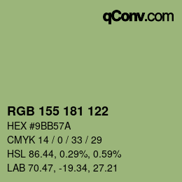 Color code: RGB 155 181 122 | qconv.com