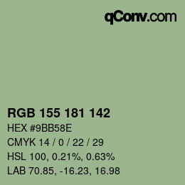 Color code: RGB 155 181 142 | qconv.com
