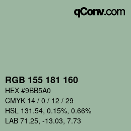 Color code: RGB 155 181 160 | qconv.com