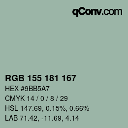 Color code: RGB 155 181 167 | qconv.com