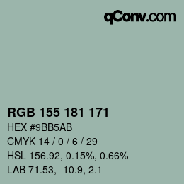 颜色代码: RGB 155 181 171 | qconv.com