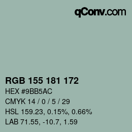 颜色代码: RGB 155 181 172 | qconv.com