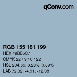 カラーコード: RGB 155 181 199 | qconv.com