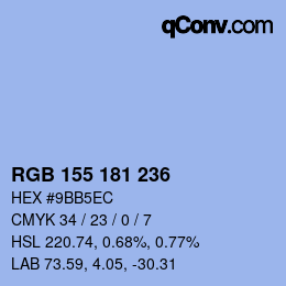 カラーコード: RGB 155 181 236 | qconv.com