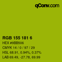 Color code: RGB 155 181 6 | qconv.com