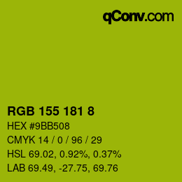 Color code: RGB 155 181 8 | qconv.com