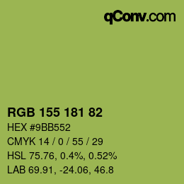 Color code: RGB 155 181 82 | qconv.com