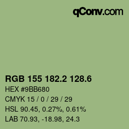 カラーコード: RGB 155 182.2 128.6 | qconv.com
