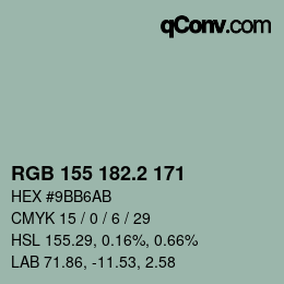 カラーコード: RGB 155 182.2 171 | qconv.com