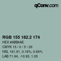 カラーコード: RGB 155 182.2 174 | qconv.com