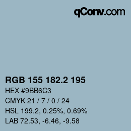 カラーコード: RGB 155 182.2 195 | qconv.com