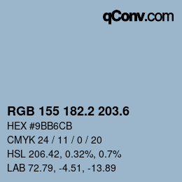 カラーコード: RGB 155 182.2 203.6 | qconv.com
