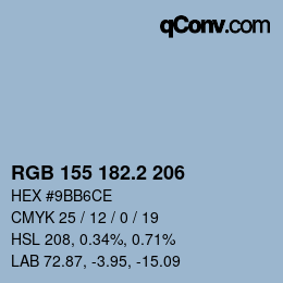 カラーコード: RGB 155 182.2 206 | qconv.com