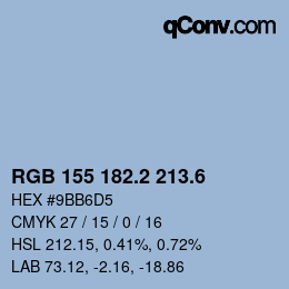 カラーコード: RGB 155 182.2 213.6 | qconv.com