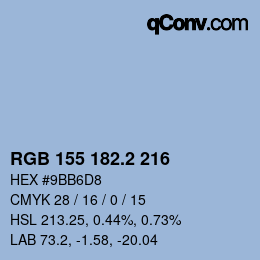 カラーコード: RGB 155 182.2 216 | qconv.com