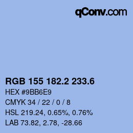 カラーコード: RGB 155 182.2 233.6 | qconv.com