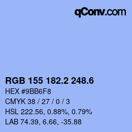 カラーコード: RGB 155 182.2 248.6 | qconv.com