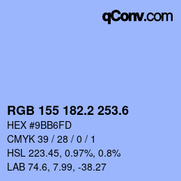 カラーコード: RGB 155 182.2 253.6 | qconv.com
