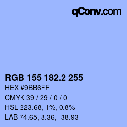 カラーコード: RGB 155 182.2 255 | qconv.com