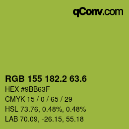 カラーコード: RGB 155 182.2 63.6 | qconv.com