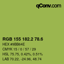 カラーコード: RGB 155 182.2 78.6 | qconv.com
